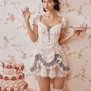 Floral Lace Trim Dress